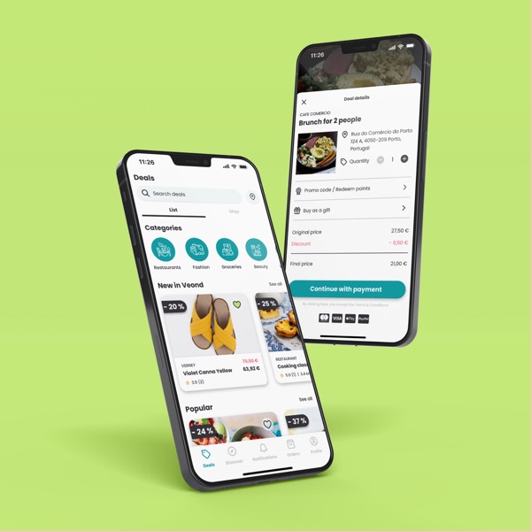 Veond mobile app mockup